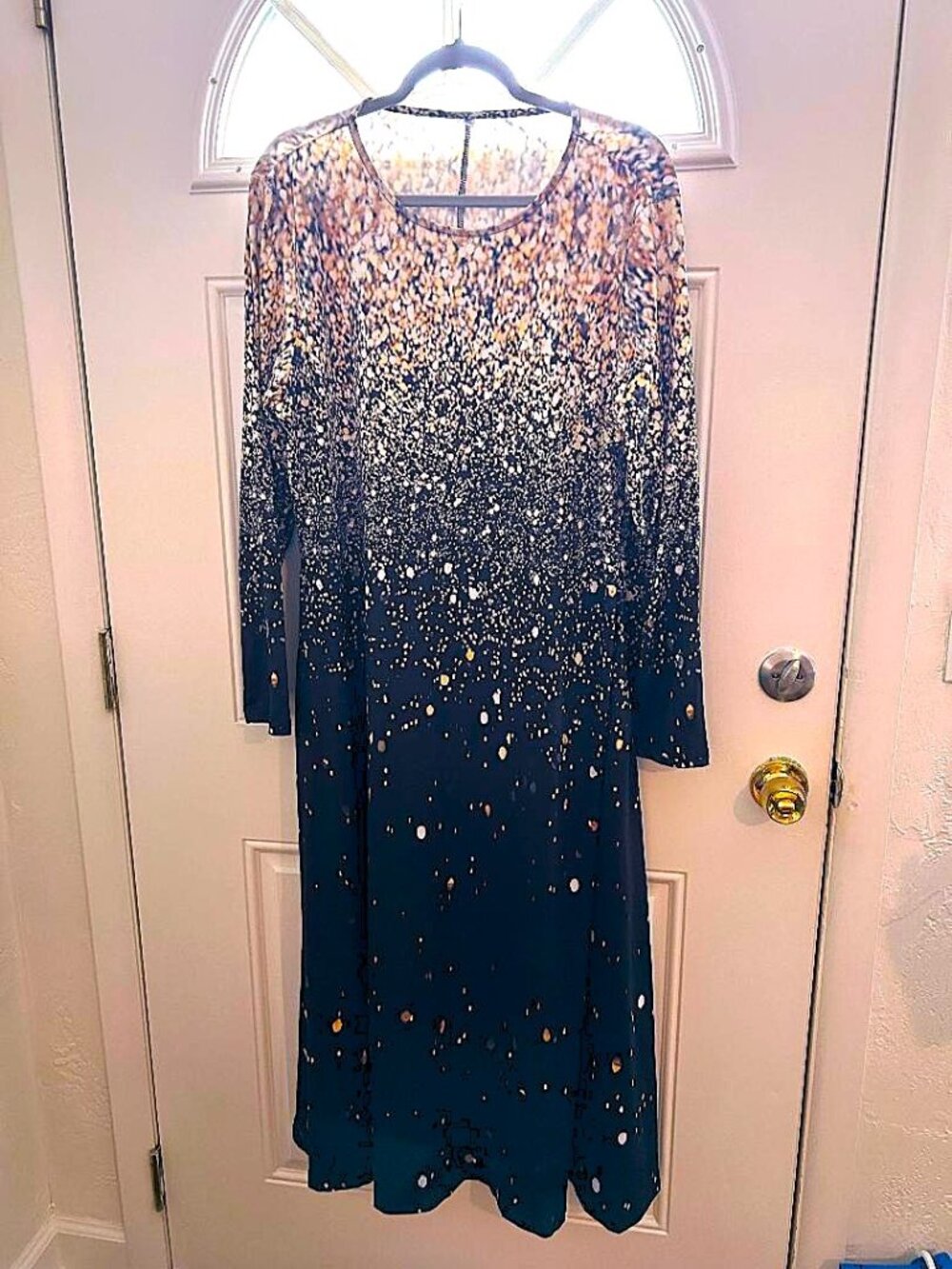 Black & Gold Knit Maxi Dress Size XL 46 Bust - NWT   CL5